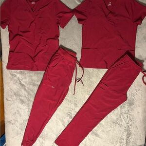 2 Sets of XS Burgundy Scrubs